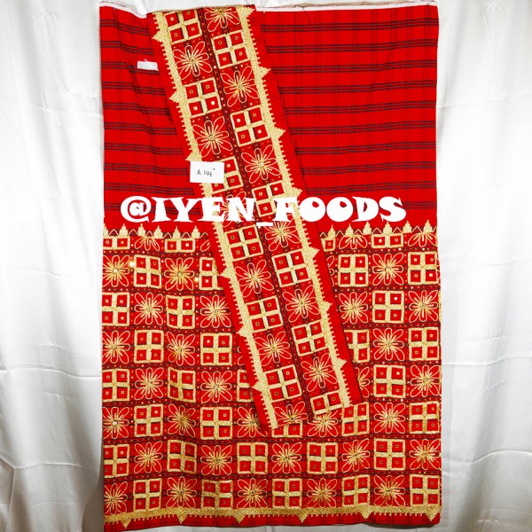 A144 KAIN TAPIS KOTAK BUNGA BAHAN MERAH BENANG PLINTIR KACA TANEM